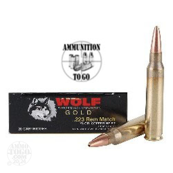 20rds - .223 Wolf Gold 75gr. Match Hollow Point Ammo